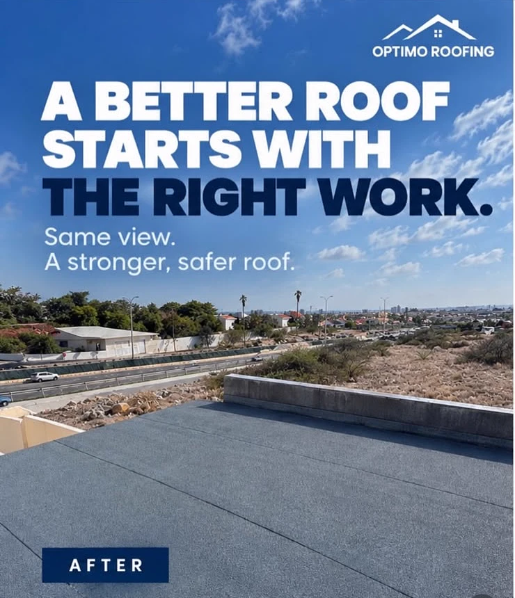 Optimo Roofing ad: A better roof starts with the right work — the same roof after